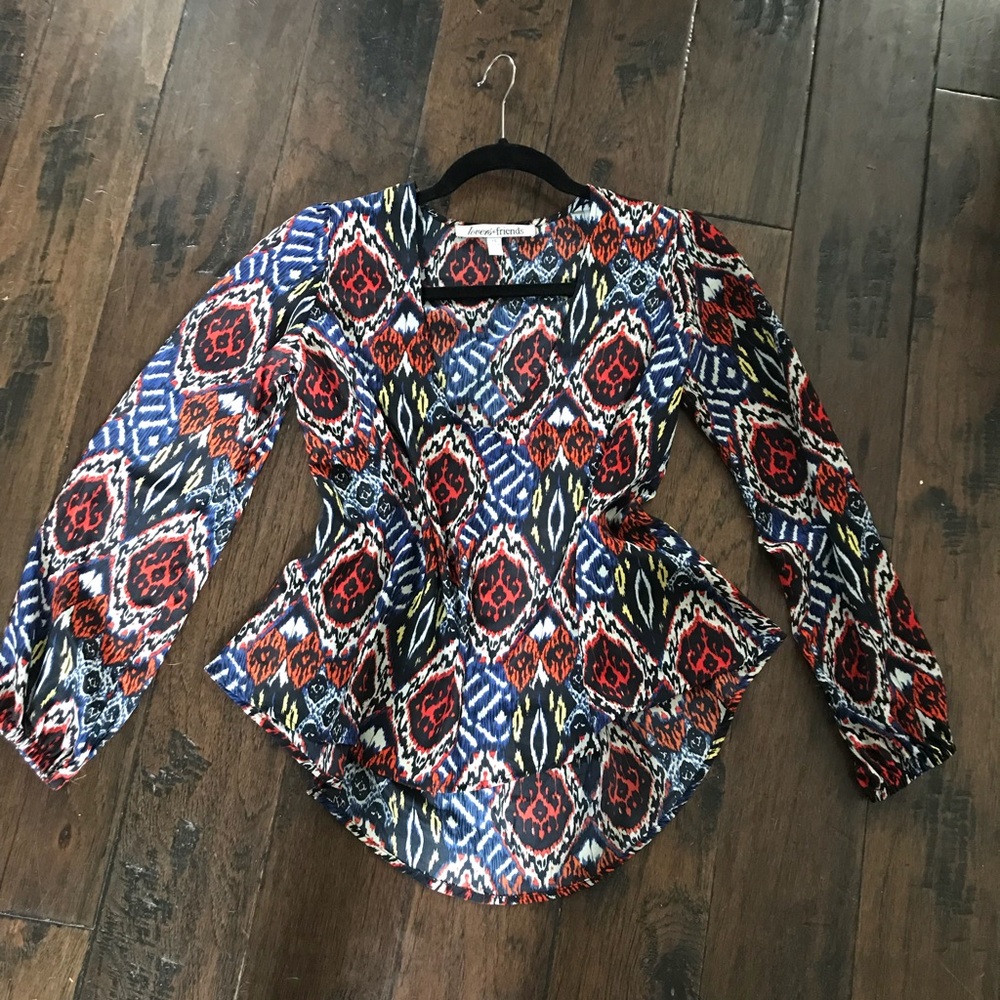 Lovers and friends silk print blouse